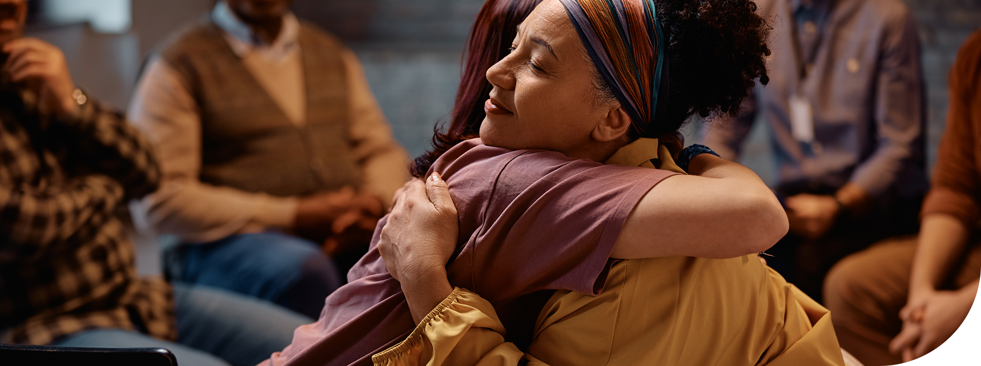 Two women embracing 